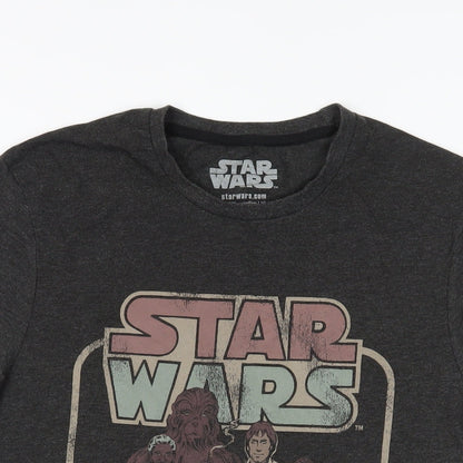 Star Wars Mens Grey Cotton T-Shirt Size S Crew Neck - Logo