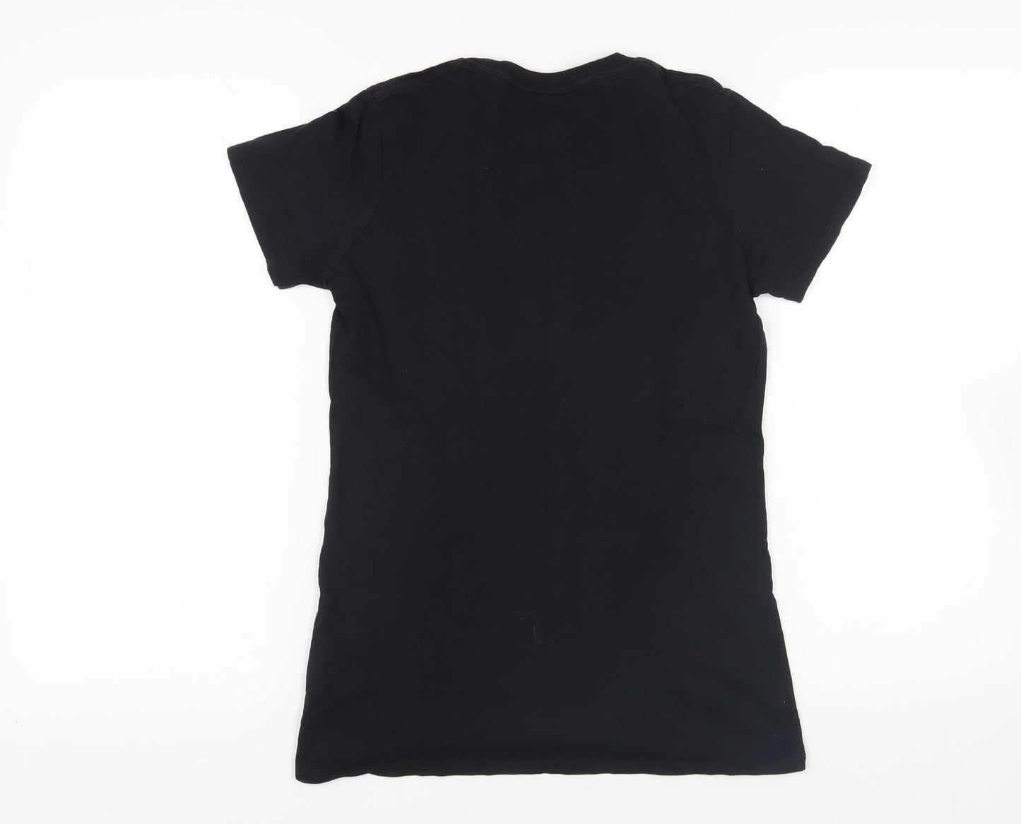 Globalculture Womens Black Cotton Basic T-Shirt Size S Crew Neck - Sheep