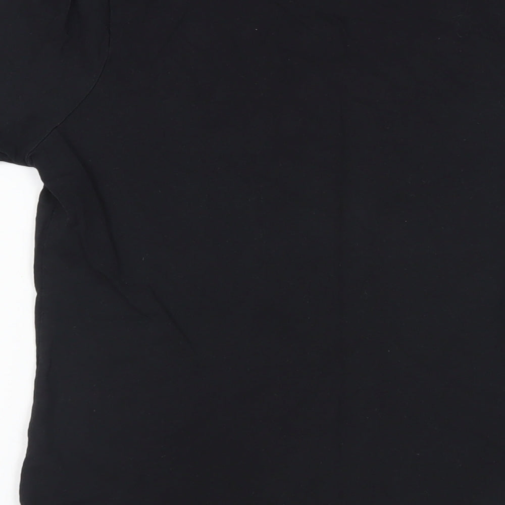 Globalculture Womens Black Cotton Basic T-Shirt Size S Crew Neck - Sheep