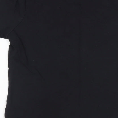 Globalculture Womens Black Cotton Basic T-Shirt Size S Crew Neck - Sheep