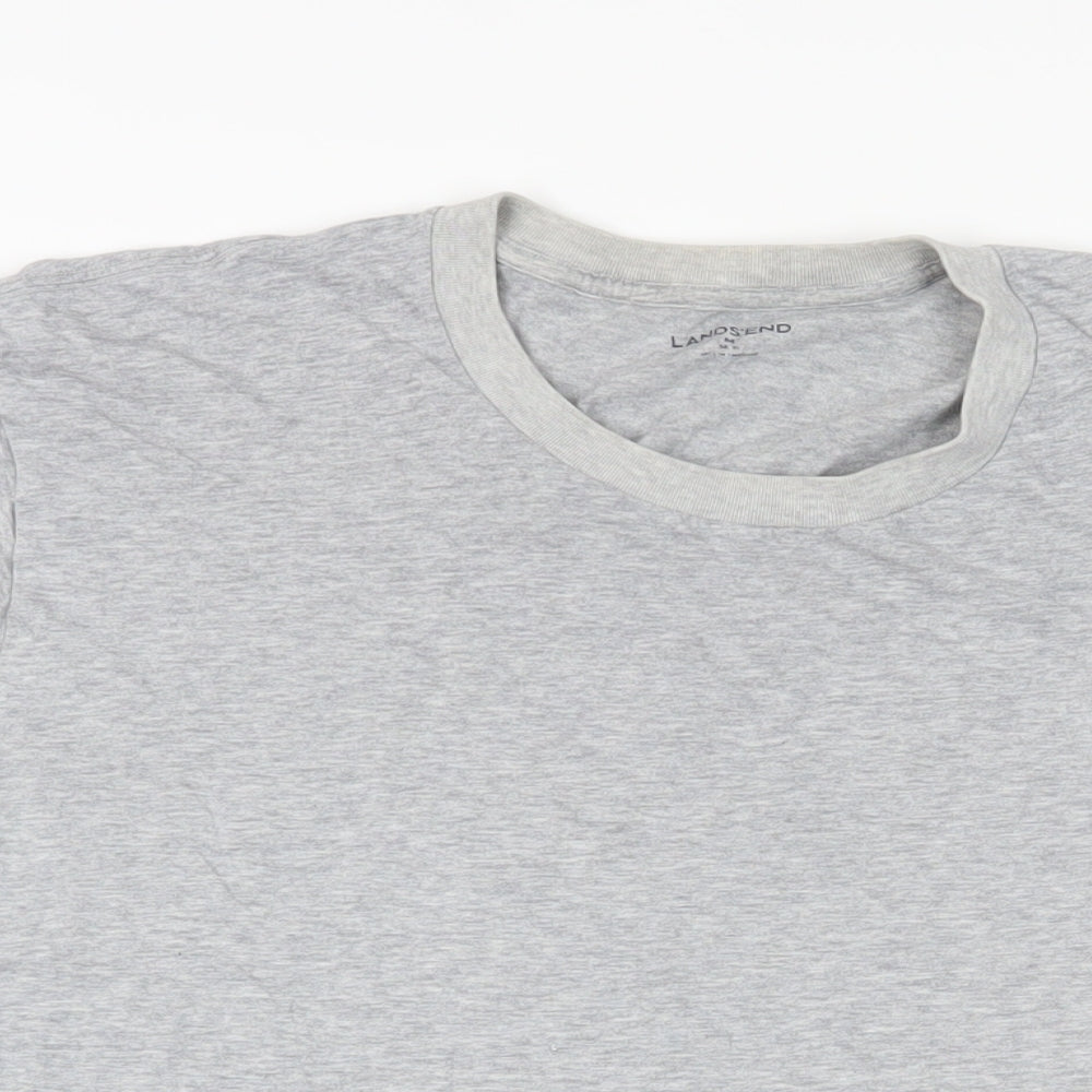 Lands' End Mens Grey Cotton T-Shirt Size M Crew Neck