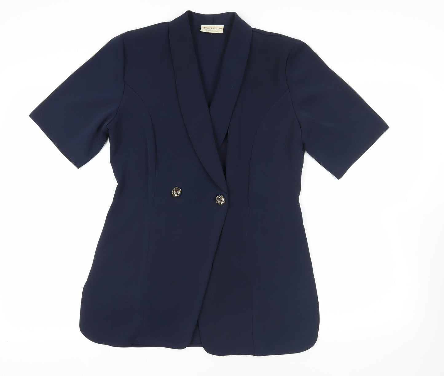 Luisa Calvino Womens Blue Jacket Blazer Size 12 Button - Lightweight