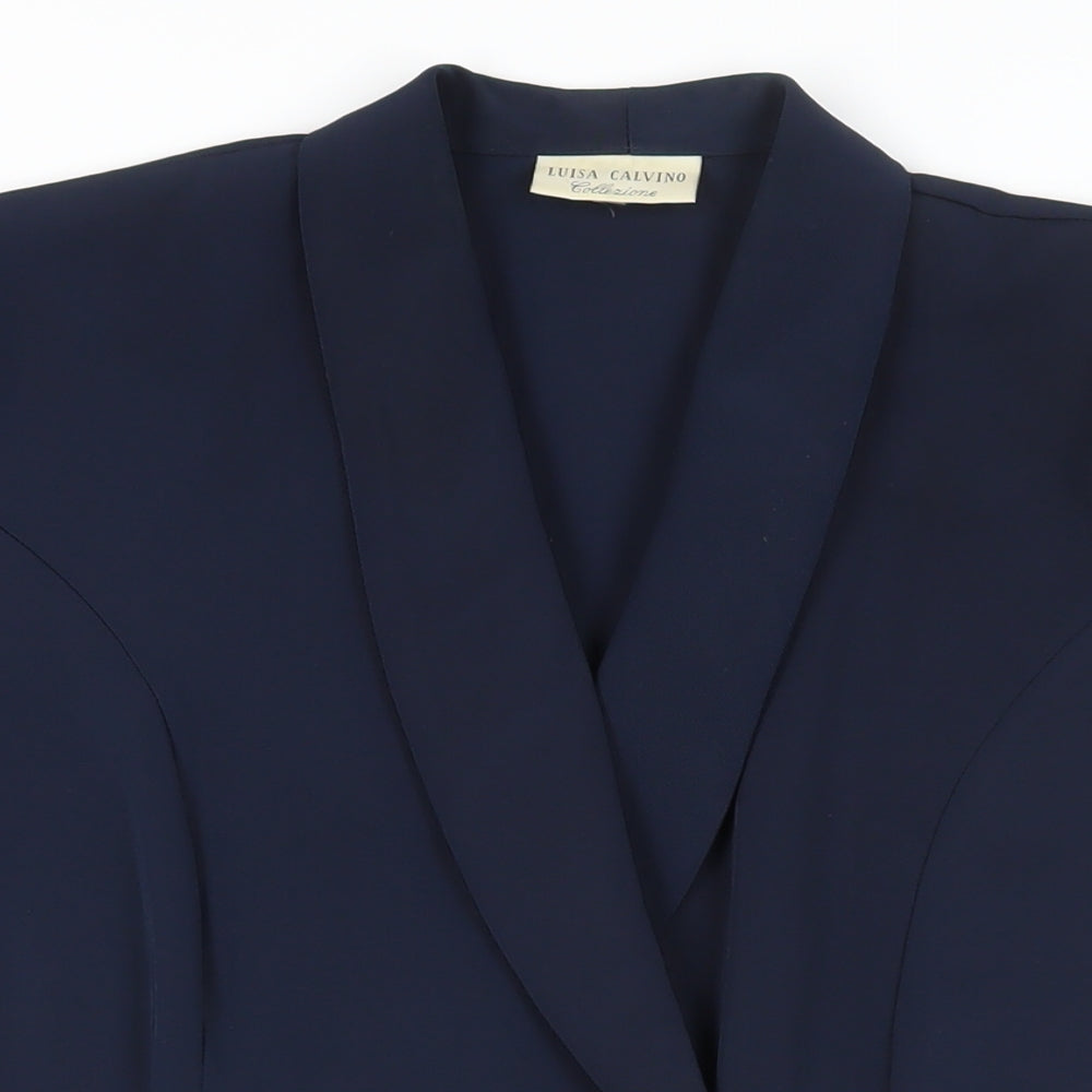 Luisa Calvino Womens Blue Jacket Blazer Size 12 Button - Lightweight