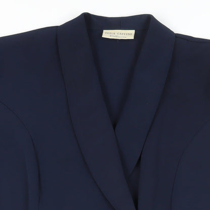 Luisa Calvino Womens Blue Jacket Blazer Size 12 Button - Lightweight