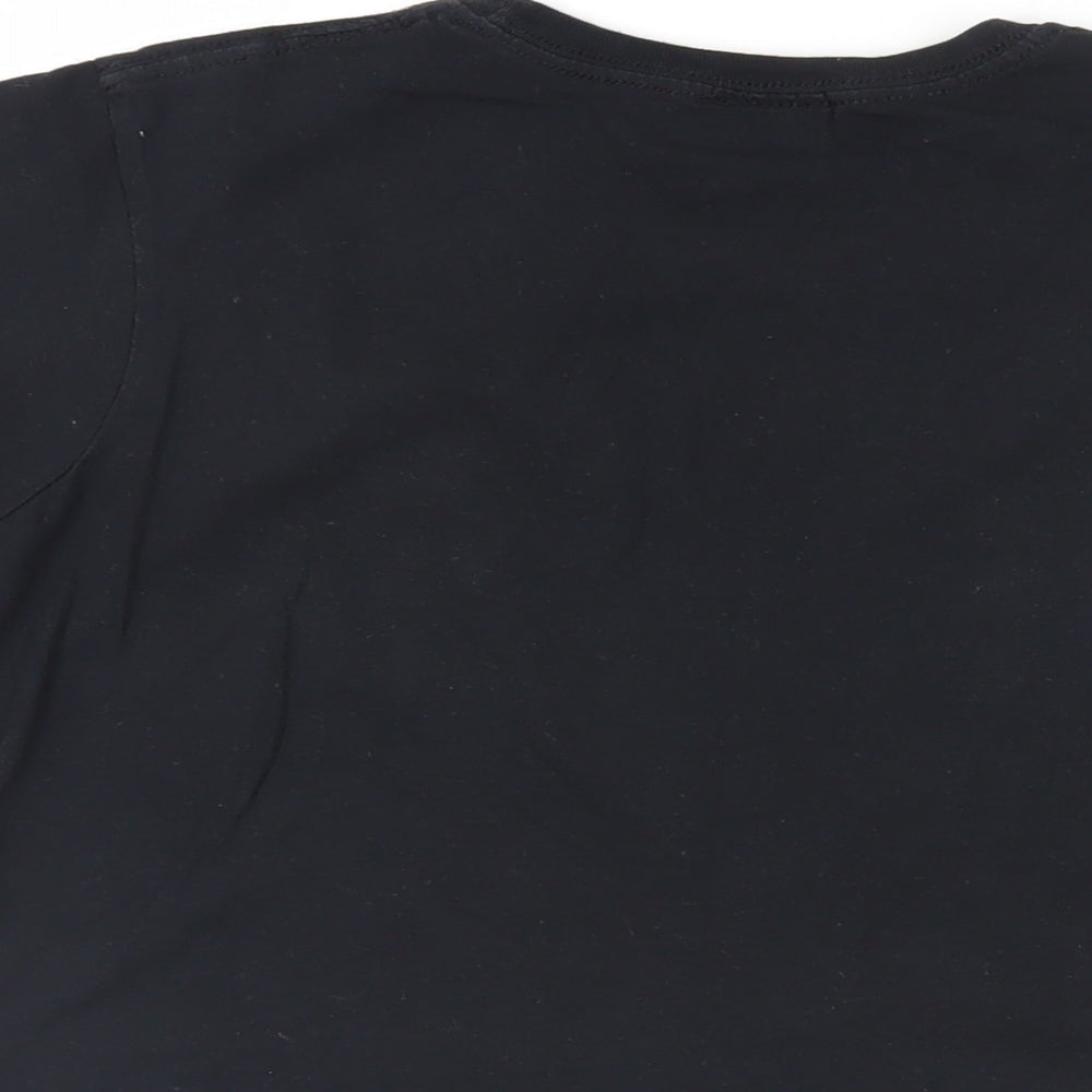 M&Co Womens Black Cotton Basic T-Shirt Size L Crew Neck - Friends