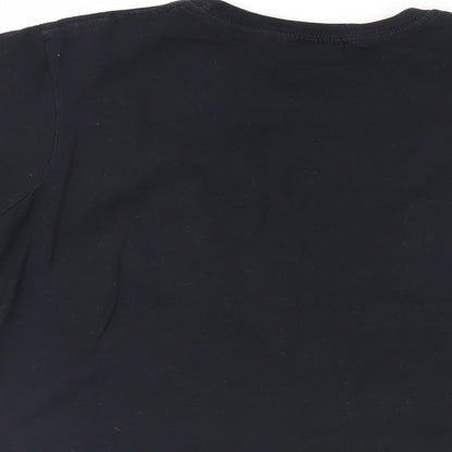 M&Co Womens Black Cotton Basic T-Shirt Size L Crew Neck - Friends