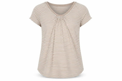 br Womens Silver Striped Polyester Basic T-Shirt Size S Scoop Neck