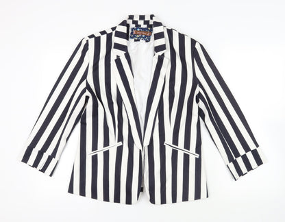 Jolie Moi Womens Blue Striped Jacket Blazer Size 14 - Open