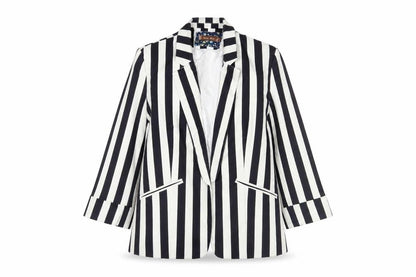 Jolie Moi Womens Blue Striped Jacket Blazer Size 14 - Open