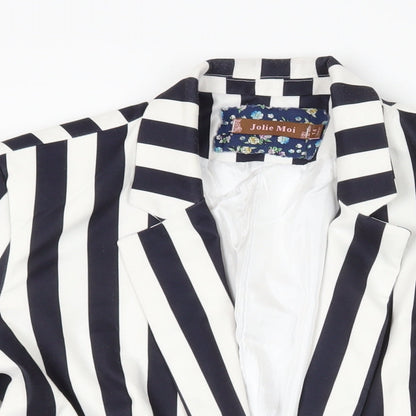 Jolie Moi Womens Blue Striped Jacket Blazer Size 14 - Open