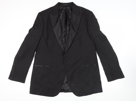 Mens UK Size 44 Marks and Spencer Regular Black Suit Tuxedo