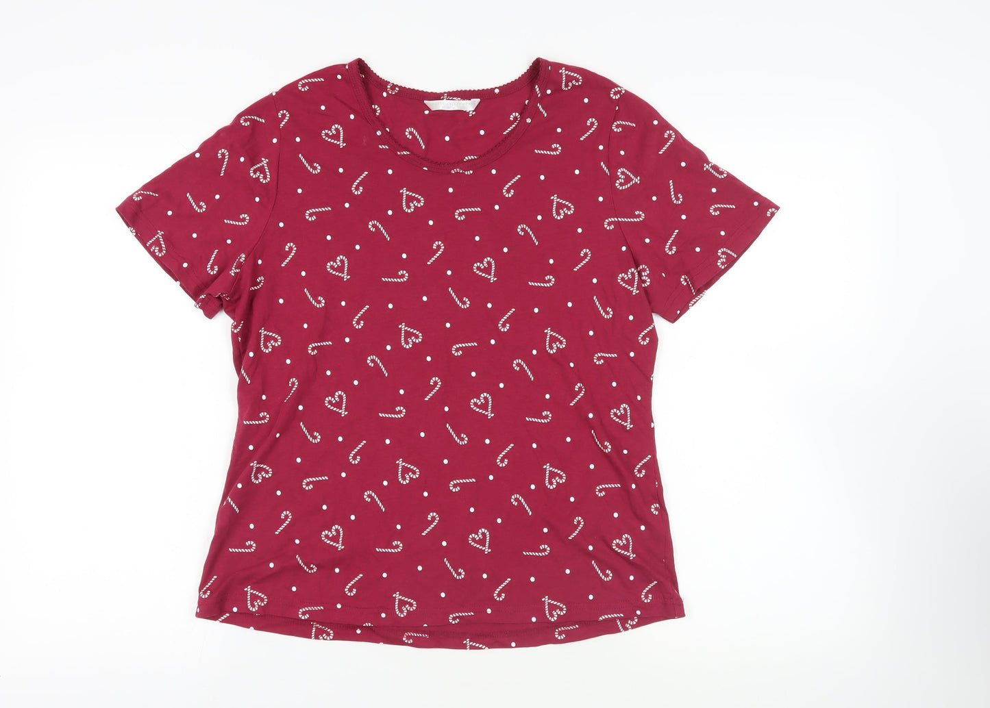 Bonmarché Womens Purple Geometric Cotton Top Pyjama Top Size 12 - Candy Cane