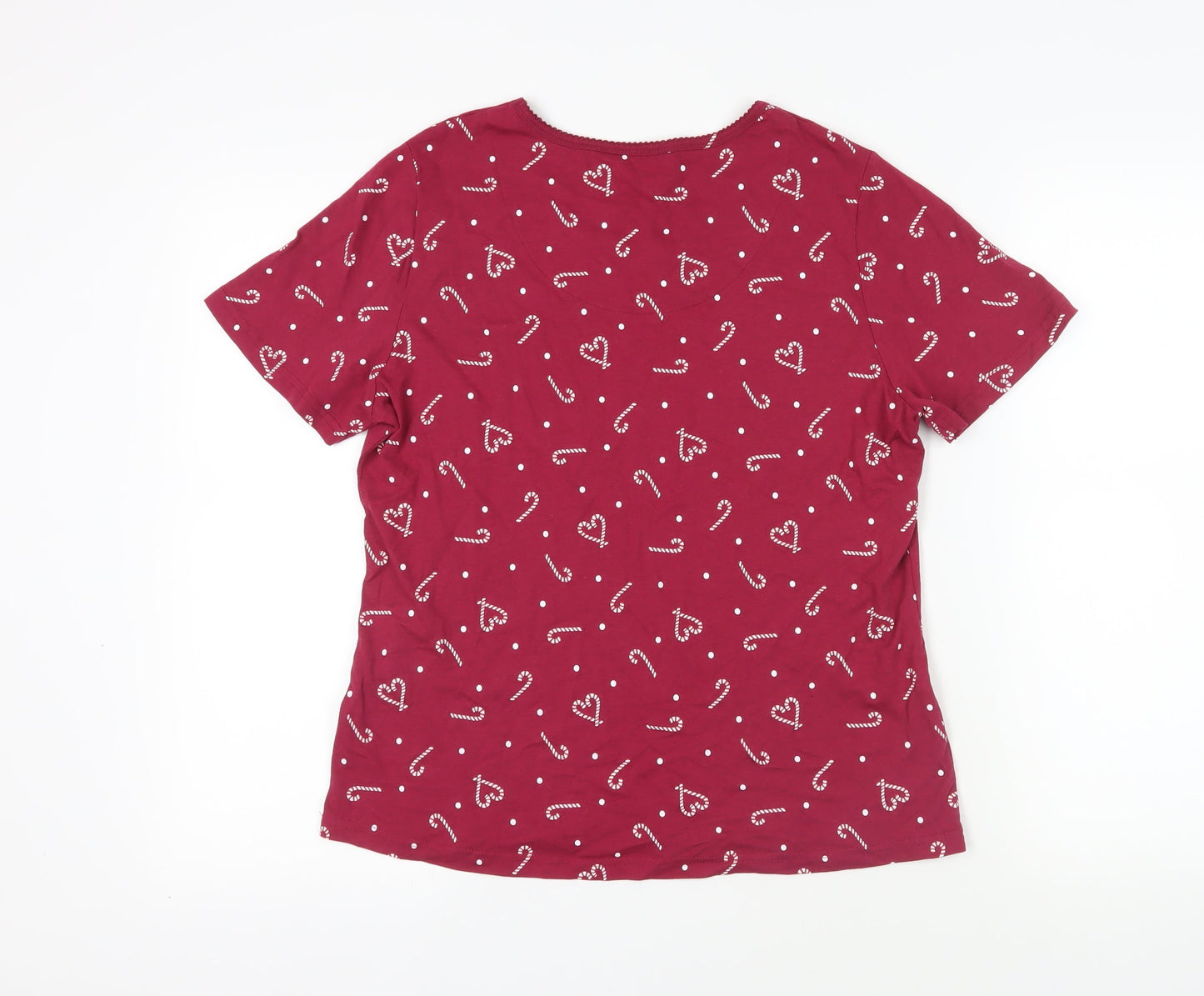 Bonmarché Womens Purple Geometric Cotton Top Pyjama Top Size 12 - Candy Cane