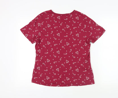 Bonmarché Womens Purple Geometric Cotton Top Pyjama Top Size 12 - Candy Cane