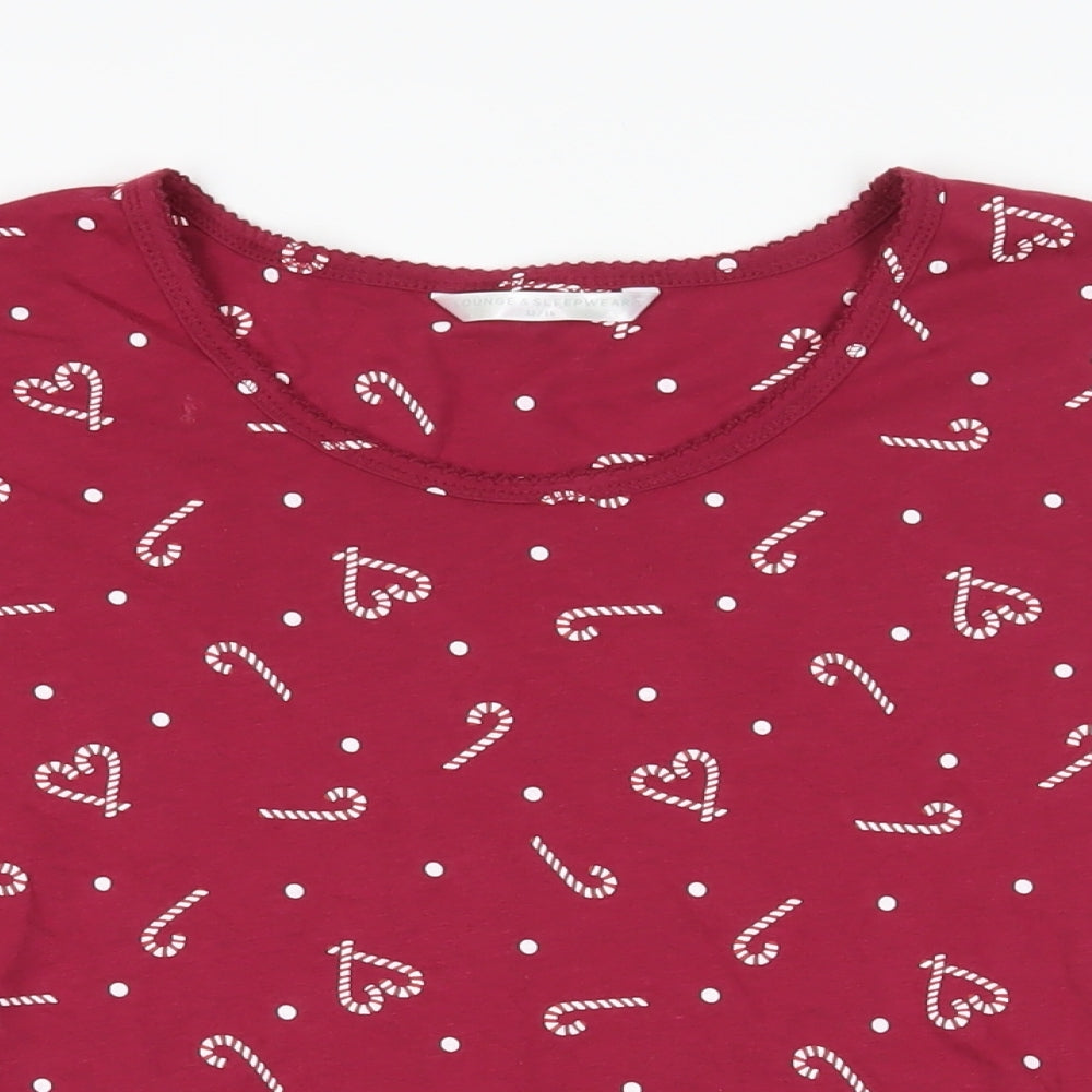 Bonmarché Womens Purple Geometric Cotton Top Pyjama Top Size 12 - Candy Cane