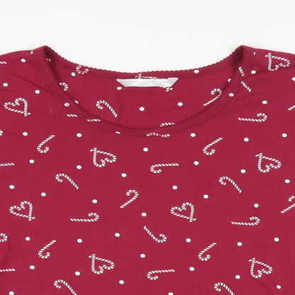 Bonmarché Womens Purple Geometric Cotton Top Pyjama Top Size 12 - Candy Cane