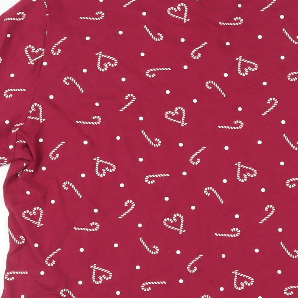 Bonmarché Womens Purple Geometric Cotton Top Pyjama Top Size 12 - Candy Cane