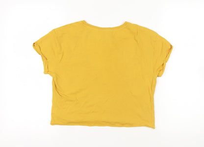New Look Girls Yellow Cotton Basic T-Shirt Size 14-15 Years Crew Neck Pullover - Friends
