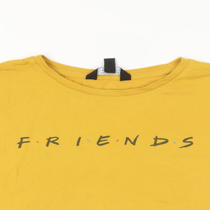 New Look Girls Yellow Cotton Basic T-Shirt Size 14-15 Years Crew Neck Pullover - Friends