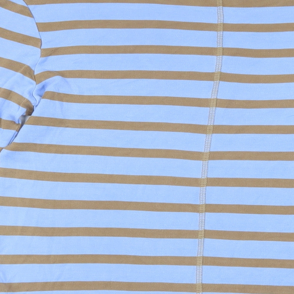 Autograph Womens Blue Striped Lyocell Basic T-Shirt Size 8 Round Neck