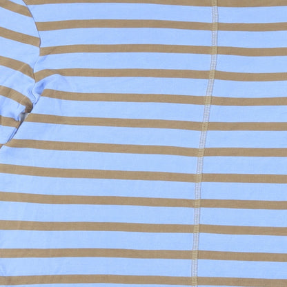 Autograph Womens Blue Striped Lyocell Basic T-Shirt Size 8 Round Neck