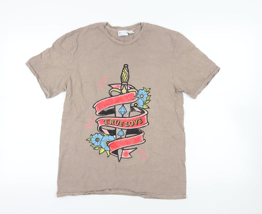 Womens UK Size 8 ASOS Beige Basic T-Shirt