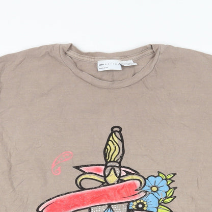 Womens UK Size 8 ASOS Beige Basic T-Shirt