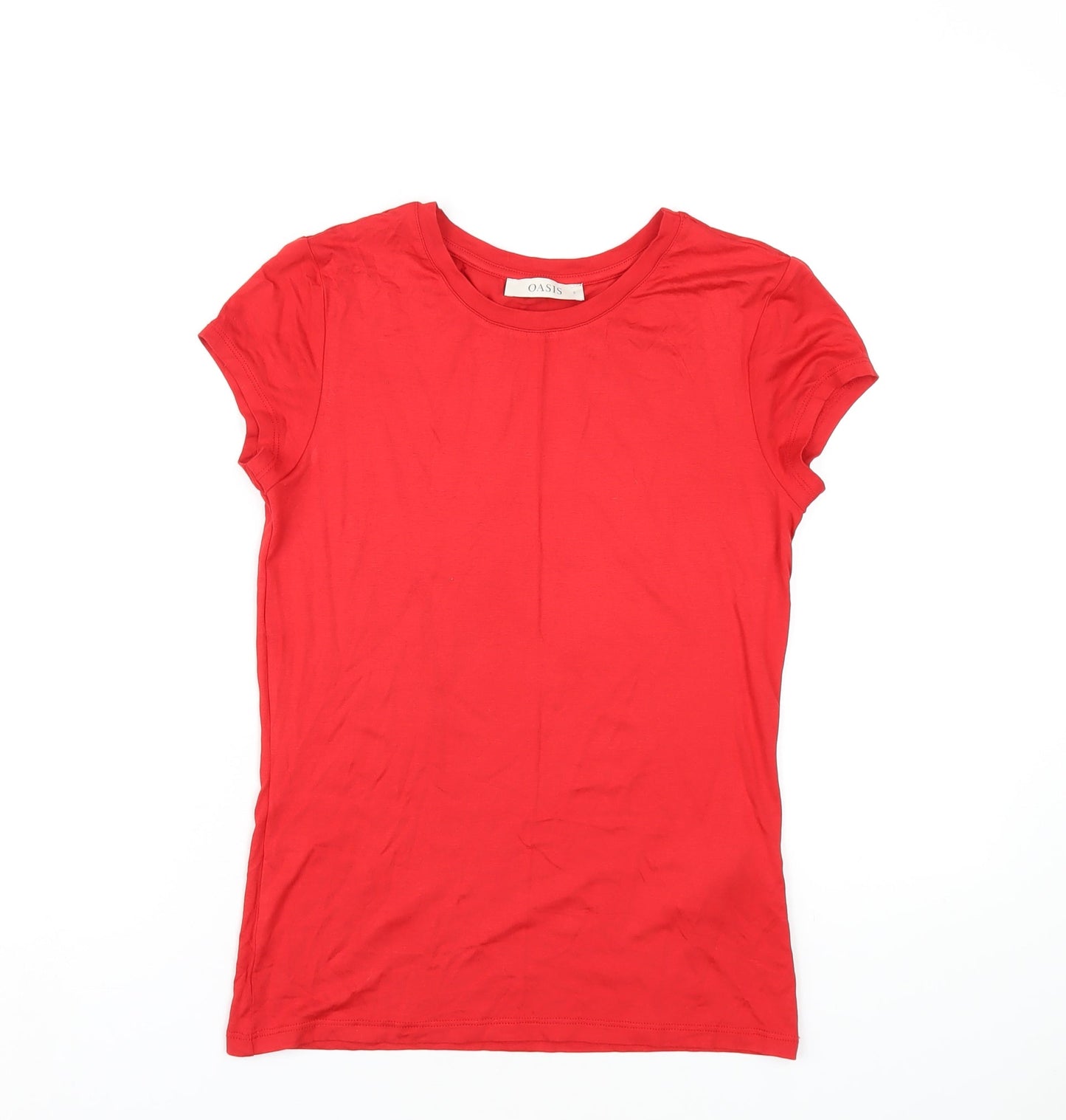 Womens UK Size S Oasis Red Basic T-Shirt
