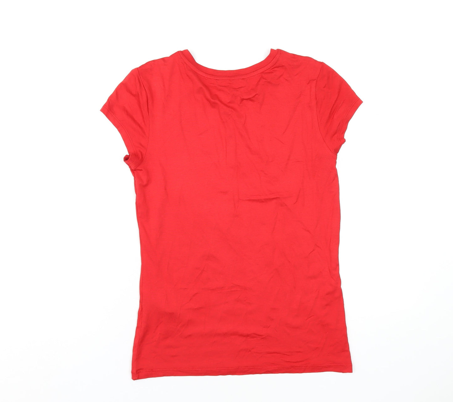 Womens UK Size S Oasis Red Basic T-Shirt