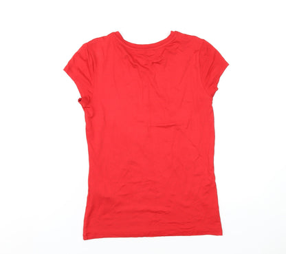 Womens UK Size S Oasis Red Basic T-Shirt