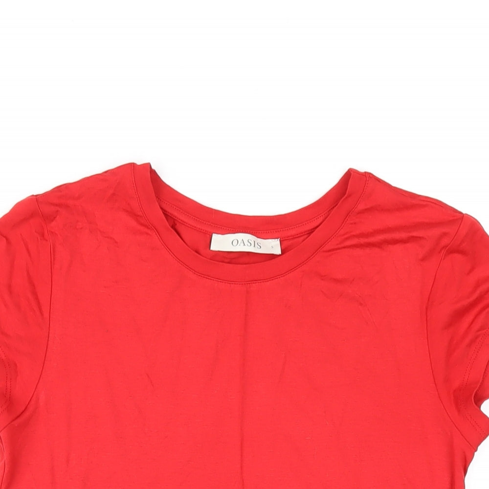 Womens UK Size S Oasis Red Basic T-Shirt