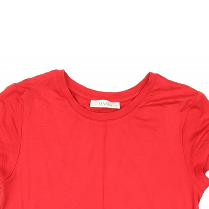 Womens UK Size S Oasis Red Basic T-Shirt
