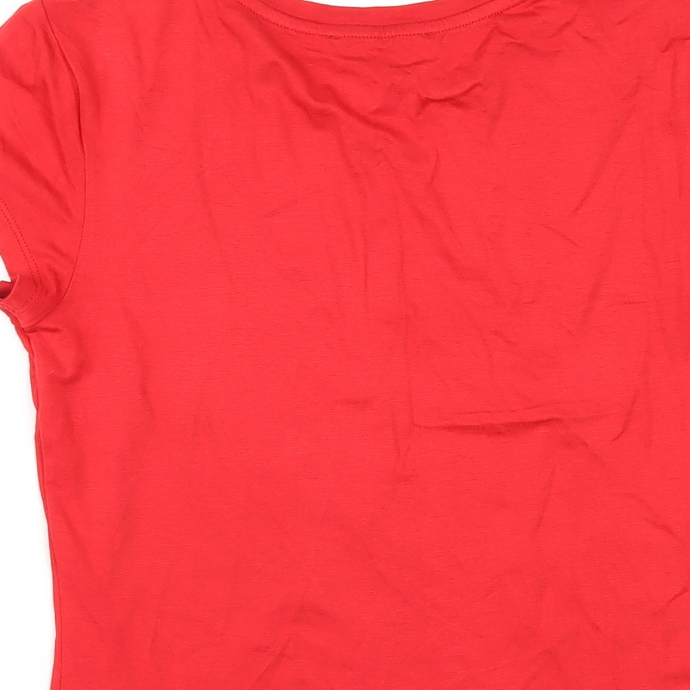 Womens UK Size S Oasis Red Basic T-Shirt