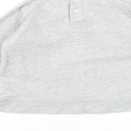 Baby Boden Girls Grey Cotton Pullover Sweatshirt Size 2-3 Years Snap - Flower Embroidery