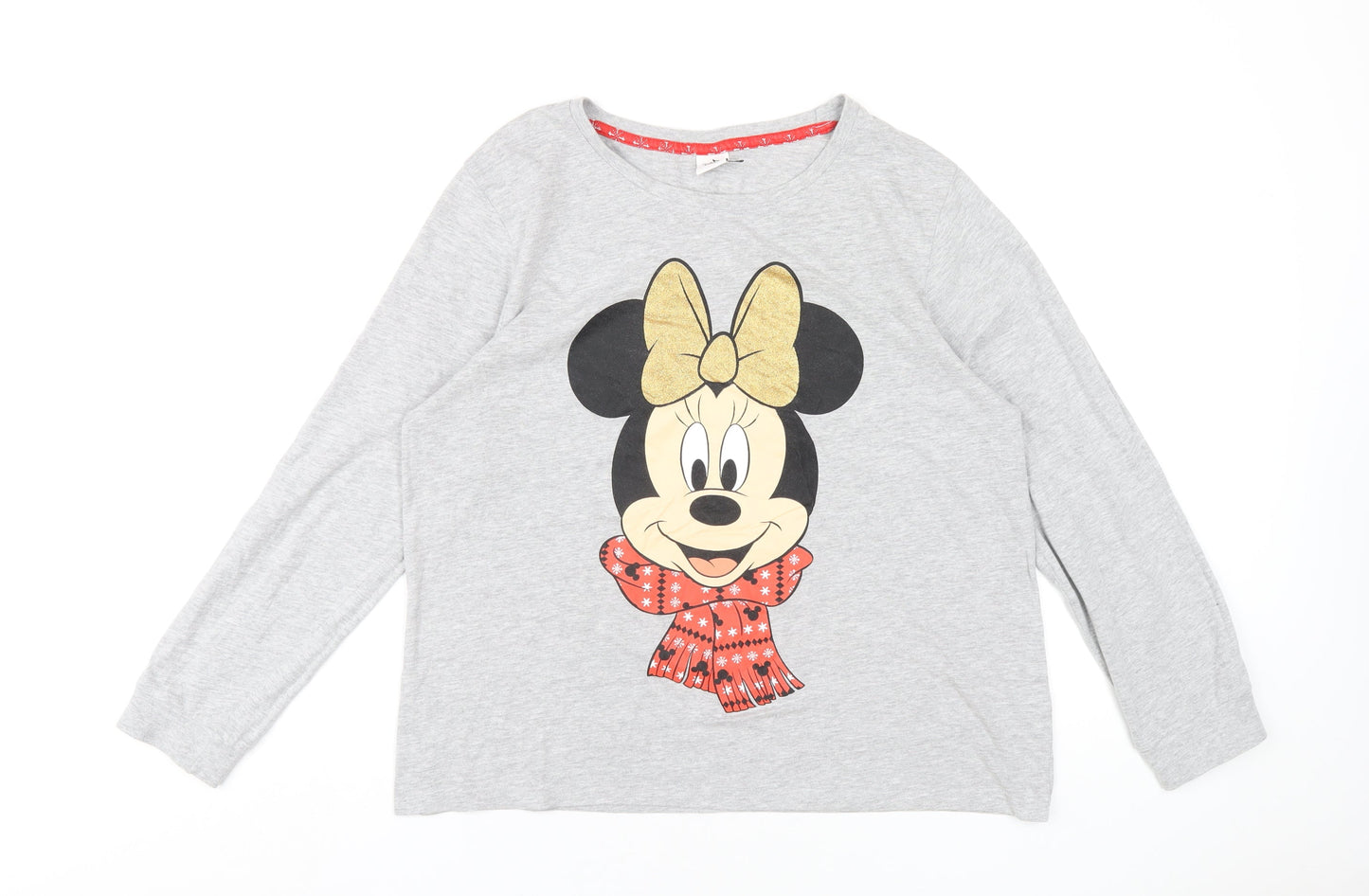 Womens UK Size 14 Disney Grey Basic T-Shirt