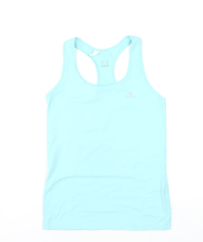 DECATHLON Womens Blue Polyester Basic Tank Size 10 Scoop Neck Pullover