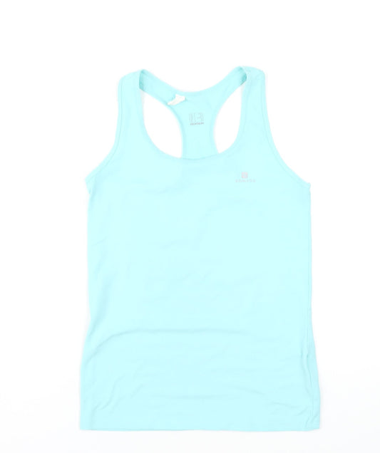 DECATHLON Womens Blue Polyester Basic Tank Size 10 Scoop Neck Pullover