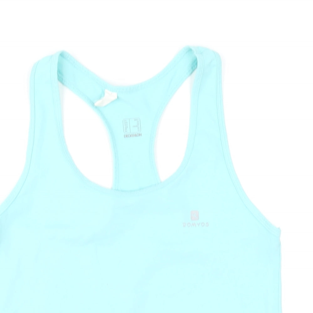 DECATHLON Womens Blue Polyester Basic Tank Size 10 Scoop Neck Pullover