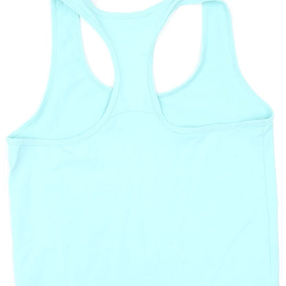 DECATHLON Womens Blue Polyester Basic Tank Size 10 Scoop Neck Pullover