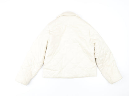 Womens UK Size XS Monki Ivory Quilted Coat