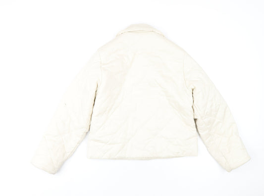 Womens UK Size XS Monki Ivory Quilted Coat