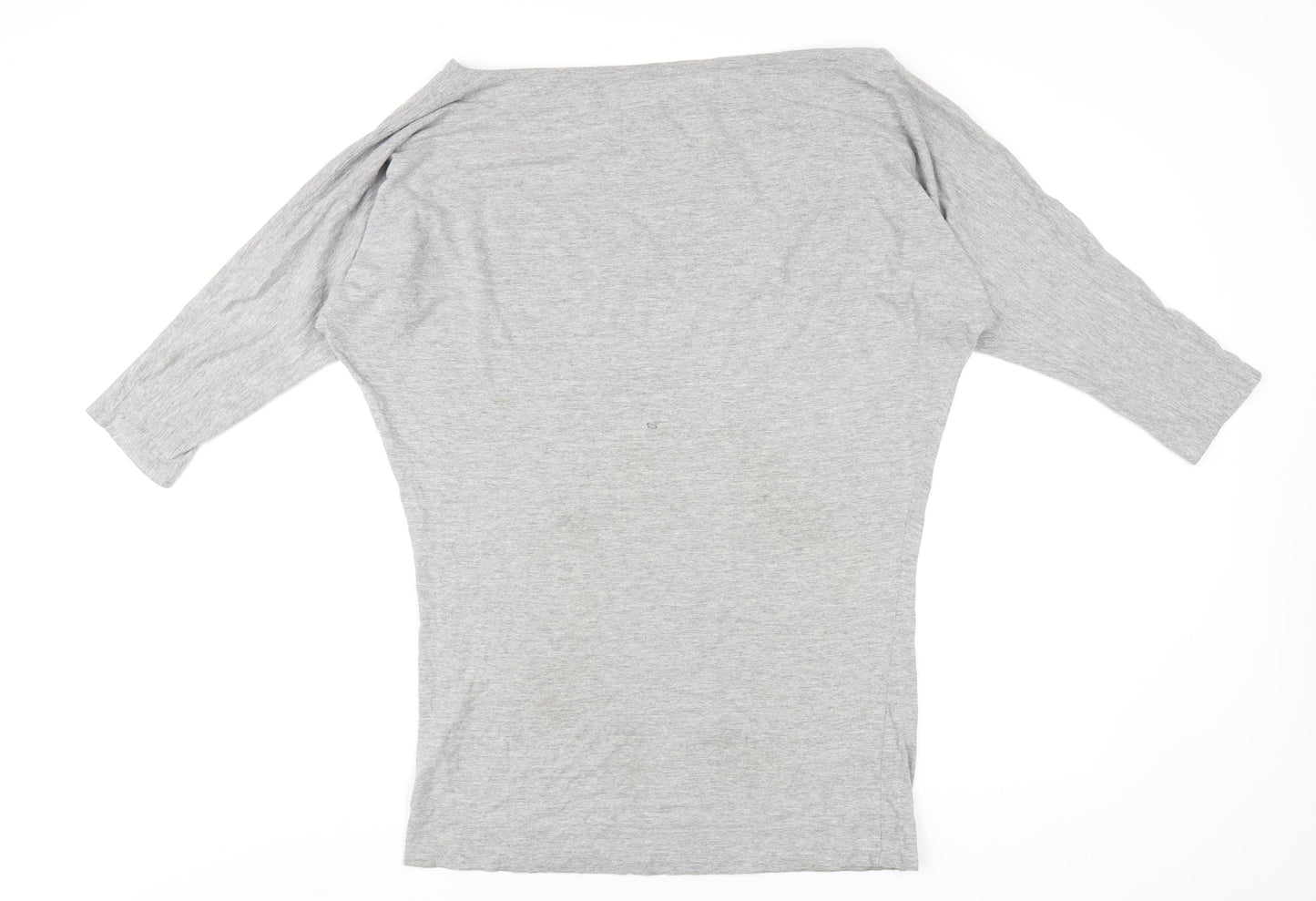 French Connection Womens Grey Cotton Basic T-Shirt Size S Boat Neck