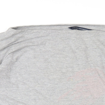 French Connection Womens Grey Cotton Basic T-Shirt Size S Boat Neck