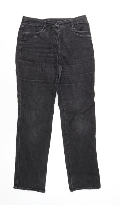 Gerry Weber Womens Black Cotton Straight Jeans Size 12 L33 in Regular Zip