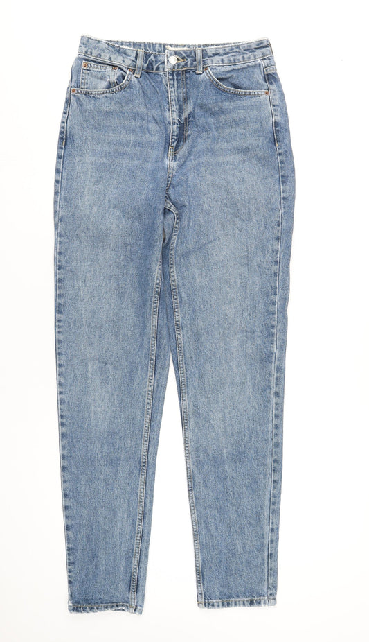 Topshop Womens Blue Cotton Mom Jeans Size 28 in L36 in Regular Zip