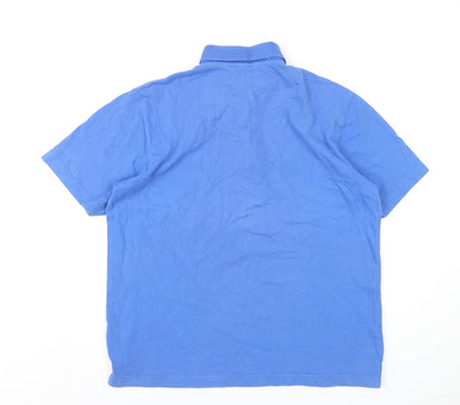 Cotton Traders Mens Blue Cotton Button-Up Size M Collared Button