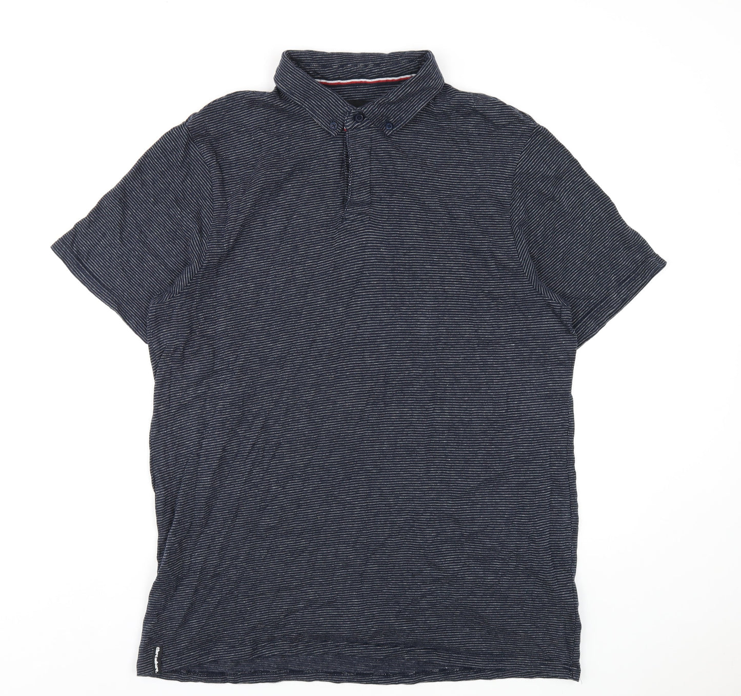 Threadbare Mens Blue Striped Cotton Polo Size 2XL Collared Button