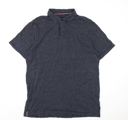 Threadbare Mens Blue Striped Cotton Polo Size 2XL Collared Button