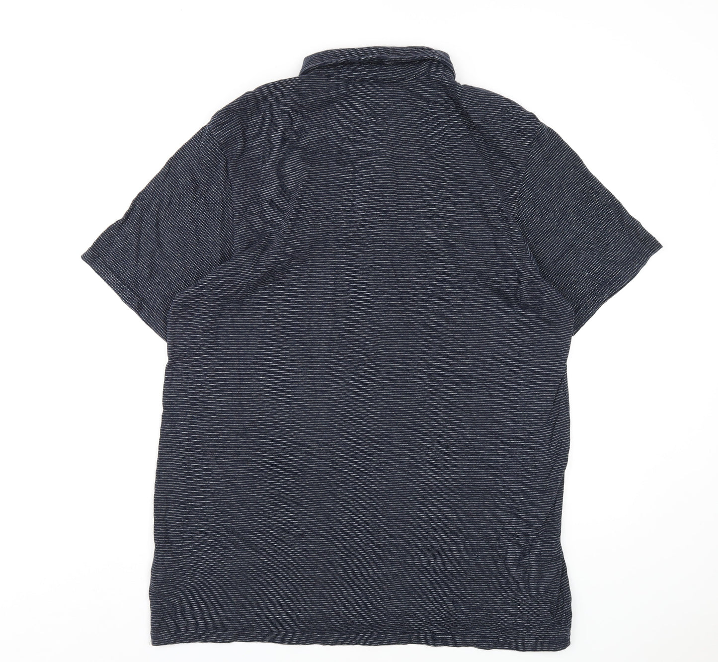 Threadbare Mens Blue Striped Cotton Polo Size 2XL Collared Button