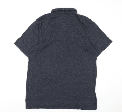 Threadbare Mens Blue Striped Cotton Polo Size 2XL Collared Button